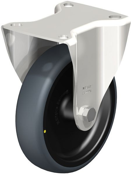 Blickle BX-TPA 127G-ELS Edelstahl-Bockrolle mit Anschraubplatte, Thermoplastisches Gummi-Elastomer, Grau, 853601