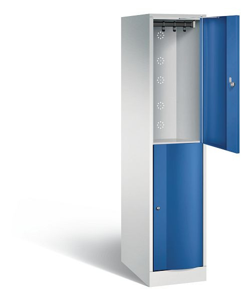 C+P Spind doppelstöckig XL Resisto, H1950xB396xT640mm, Farbe: Lichtgrau / Enzianblau, 8270-173 S10002