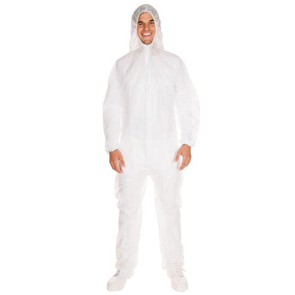 Hygostar Overalls mit Kapuze, weiß, Größe L, PP Reißverschluss, VE: 50 Stück, 2764