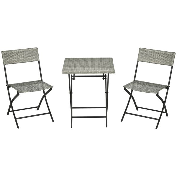 Outsunny Polyrattan 3 teilig Bistroset Sitzgruppe Rattan Gartenmöbel Set Garnitur, 841-176LG