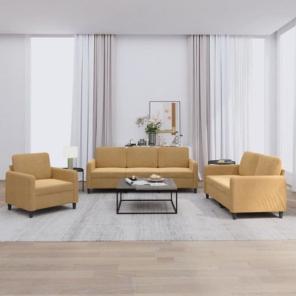 vidaXL 3-teilig Sofagarnitur Braun Samt, Füllung: Schaumstoff, 3201941