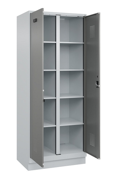 C+P Wäsche-Spind Evolo PLUS, mit Sockel, 2 Abteile, 1950x800x500mm, 7035/0004, Verschluss Zylinderschloss, 049022-22B S10041