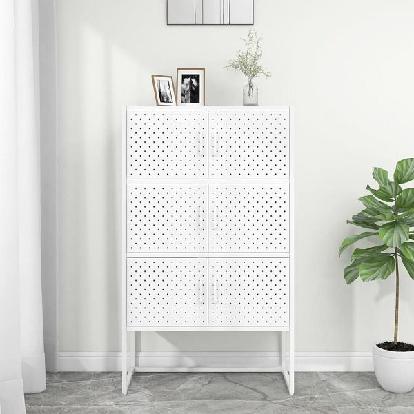 vidaXL Highboard Weiß 80x35x135 cm Stahl, Material: Stahl, 335878