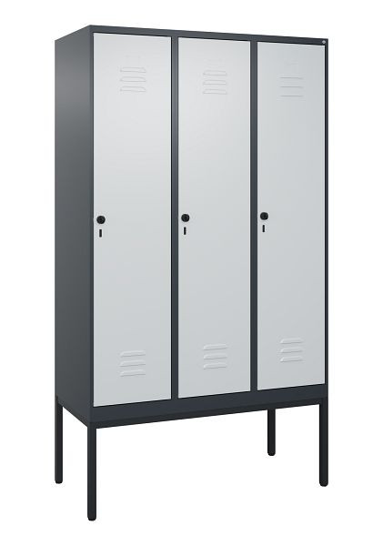 C+P Umkleidespind Classic PLUS, Gestell, 3 Abteile, 2120x1200x500mm, 7016/7035, Drehriegel, 0800307-32 S10013