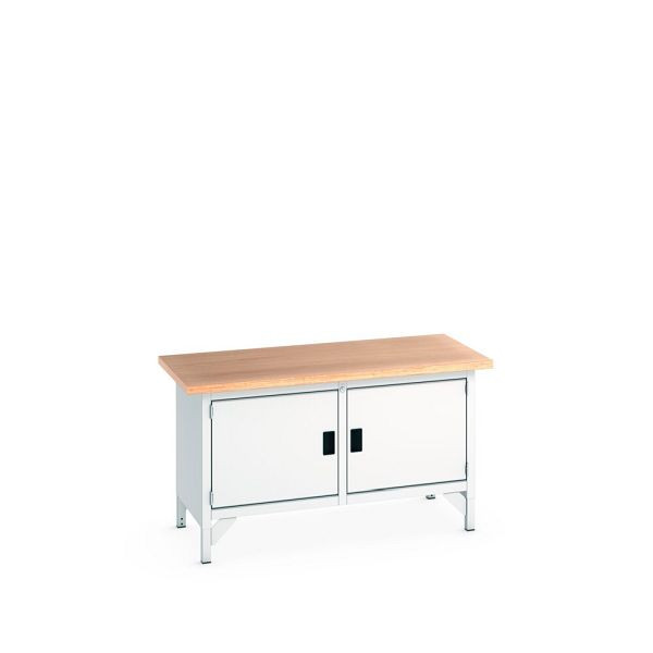 bott cubio Kastenwerkbank mit 2 Türen, Multiplex-Arbeitsplatte, BxTxH: 1500x750x840mm, Lichtgrau, 41002022.16V