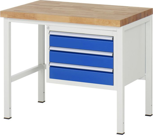 RAU Werkbank Serie 8000 - Modell 8127, B1000 x T700 x H840 mm, Systemunterbau B995 x T650 x H800 mm, 03-8127A1-107B4S.11