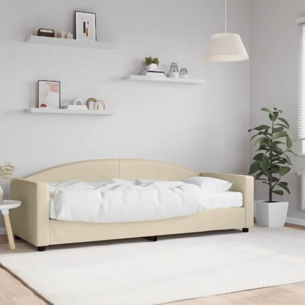 vidaXL Tagesbett mit Matratze Creme 80x200 cm Stoff, 3197169