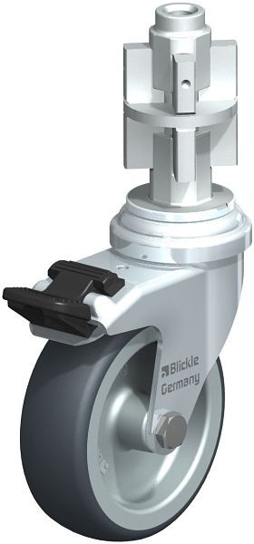 Blickle LRA-TPA 75G-FI-E05 Apparate-Lenkrolle mit Expander & Feststeller, Thermoplastisches Gummi-Elastomer, Grau, 613414