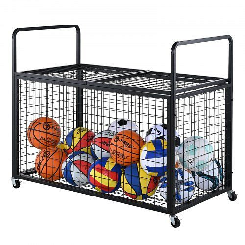 VEVOR Ballwagen 1150 x 610 x 912 mm, Abschließbar Basketballkäfig, Sportausrüstung für den Innen- und Außenbereich, Rollbar aus Stahl, QL452425YCTJG7AS3V0