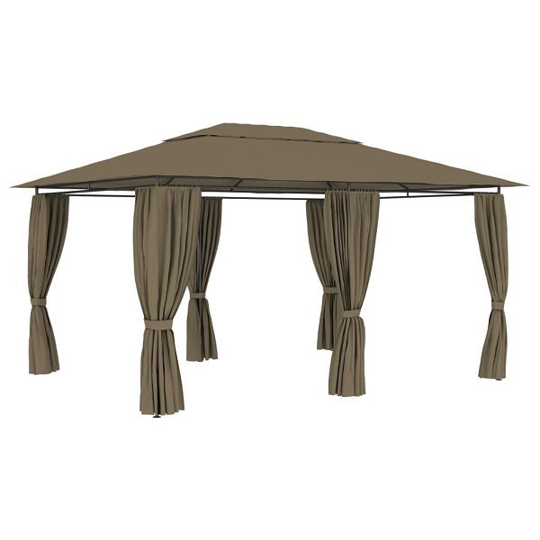 vidaXL Gartenzelt mit Vorhängen 4x3 m Taupe 180 g/m², 312232