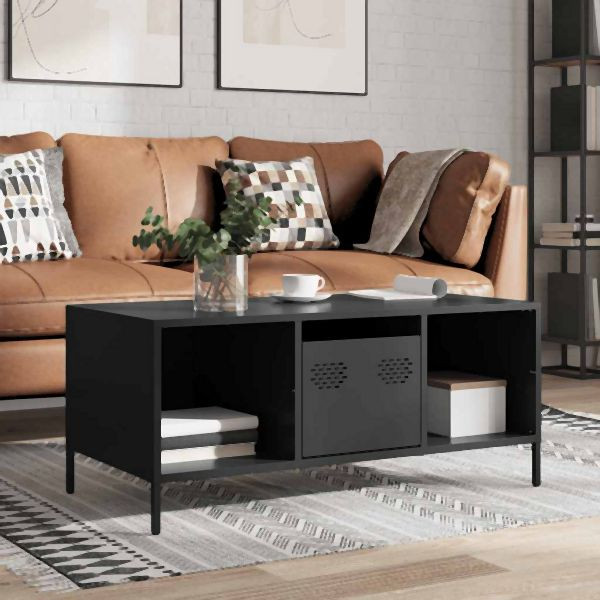 vidaXL Couchtisch Schwarz 101,5x50x43,5 cm Kaltgewalzter Stahl, 851274