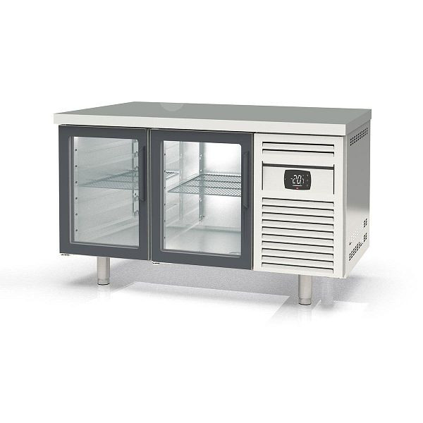 Vaiotec TOPLINE Bäckerei Tiefkühltisch / 2-fach EN 60x40 mit 2 Glastüren, 1495 x 800 mm, 11781
