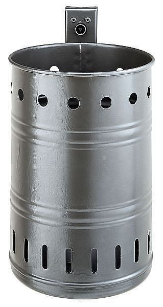 Renner Abfallbehälter ca. 35 L, gelocht, zur Wand- und Pfostenbefestigung, feuerverzinkt und pulverbeschichtet, moosgrün, 7004-00PB 6005