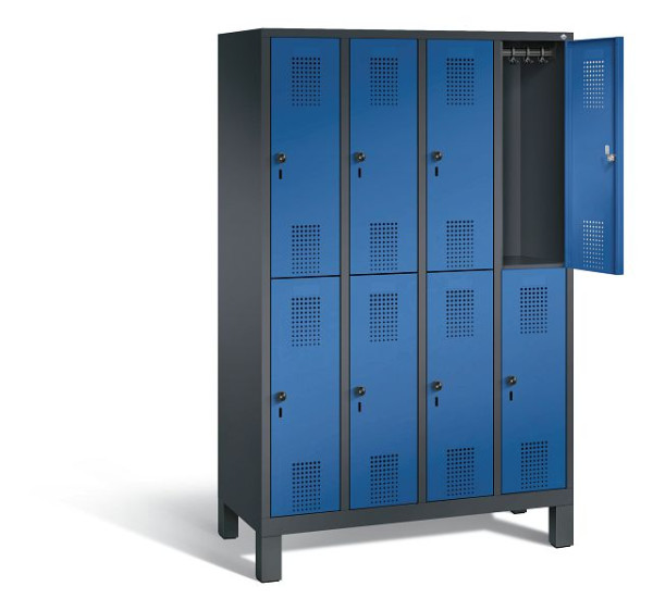 C+P Spind doppelstöckig Evolo, H1850xB1190xT500mm, Farbe: Schwarzgrau / Enzianblau, 48310-40 S10282