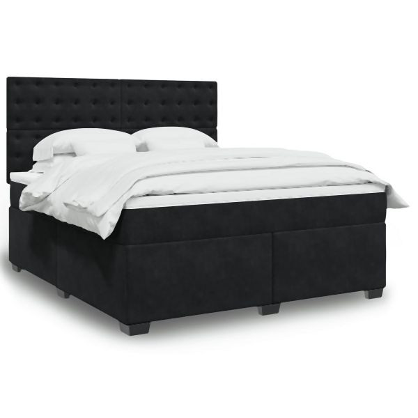 vidaXL Boxspringbett mit Matratze Schwarz 180x200 cm Samt, 3290992