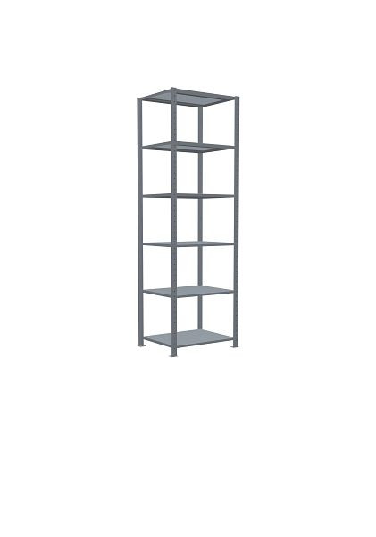 Schulte Grundregal, Steckregal MULTIplus250, 2500 x 750 x 600 mm, 6 Fachböden, Kreuzstrebe, verzinkt, 12961-75