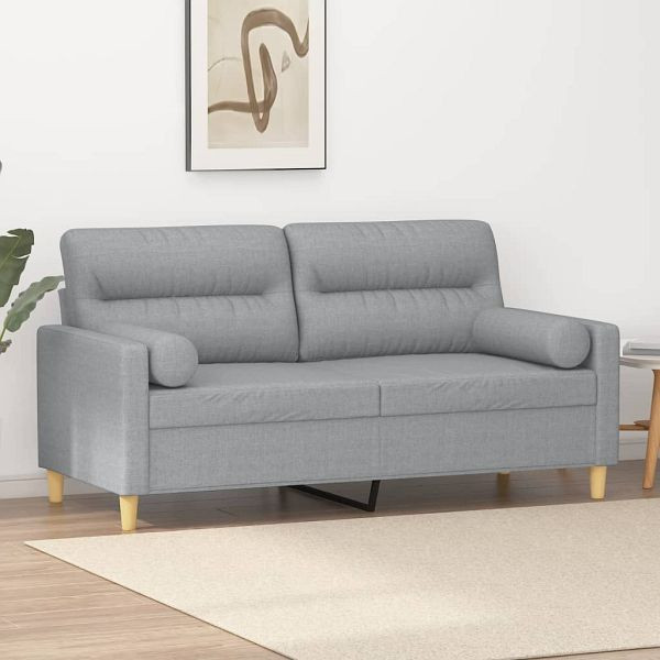 vidaXL 2-Sitzer-Sofa mit Zierkissen Hellgrau 140 cm Stoff, 3200821