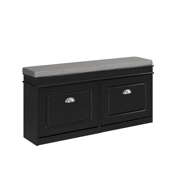 SoBuy Schuhbank mit 2 Türen Schwarz 104x24x51 cm, Funktional, FSR64-SCH