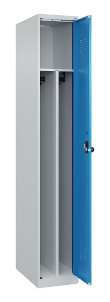 C+P Spind Evolo PLUS, 1 Abteil, 1850x300x500mm, 7035/5012, Verschluss Drehriegel, 049000-10F S10007