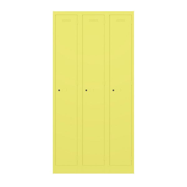 Bisley Garderobenschrank Primary Locker, 3 Abteile, 641 zinkgelb, PL3050T1641