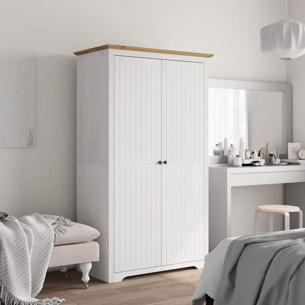 vidaXL Kleiderschrank BODO Weiß und Braun 99x53,5x173 cm Kiefernholz, 355060