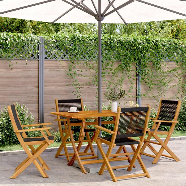 vidaXL Gartenstühle 4 Stück Klappbar Schwarz Massivholz Akazie, 3214565