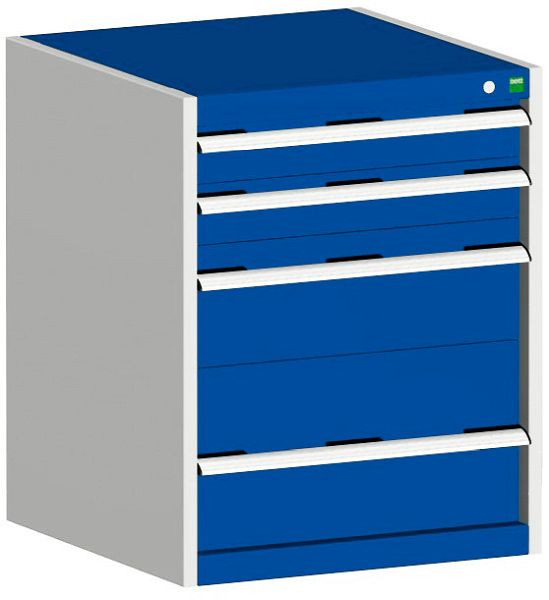 bott cubio Schubladenschrank bestückt mit 4 Schubladen BxTxH: 650 x 650 x 800 mm, RAL 7035/5010, 40019033.11V