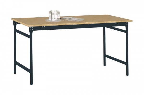 Manuflex Beistelltisch BASIS stationär mit Multiplex-Tischplatte in Anthrazit RAL 7016, BxTxH: 1500 x 800 x 780 mm, Anthrazit, BB3065.7016
