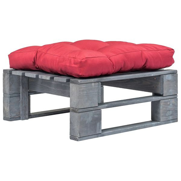 vidaXL Outdoor-Ottomane Paletten mit Kissen in Rot Holz Grau, 275283