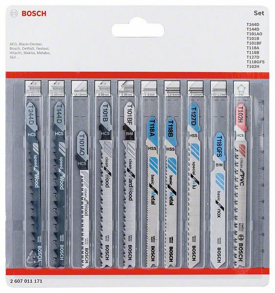 Bosch Stichsägeblatt-Set All in One, 10-teilig, VE: 5 Stück, 2607011171
