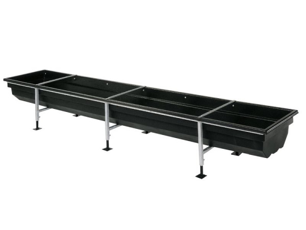 Growi Futtertrog aus PE, 400 cm lang, mit verstellbarem Stahlgestell, 10053710