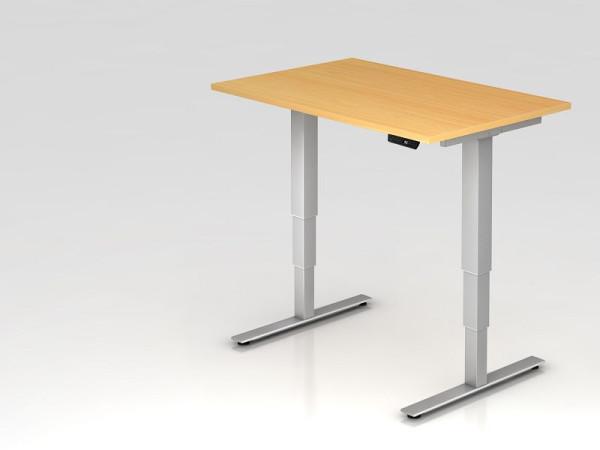 Hammerbacher Sitz-Steh-Schreibtisch elektrisch 120x80cm Buche, Arbeitshöhe 63,5 -128,5 cm, VXDSM12/6/S