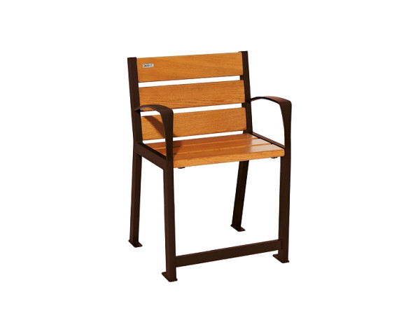 Procity Stuhl Silaos Für Senioren 6 Holzlatten, Mit Armlehne, Holz & Stahl, helle Eiche/RAL 8017, 209620.8017.CHEC