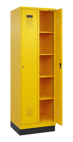 C+P Wäsche-Spind Evolo PLUS, mit Sockel, 2 Abteile, 1950x600x500mm, 1023/1023, Verschluss Zylinderschloss, Ablageböden 8, 049020-20B S10049