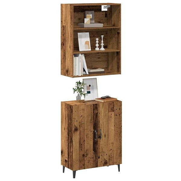 vidaXL Sideboard mit Wandschrank Altholz-Optik Holzwerkstoff, 3329223