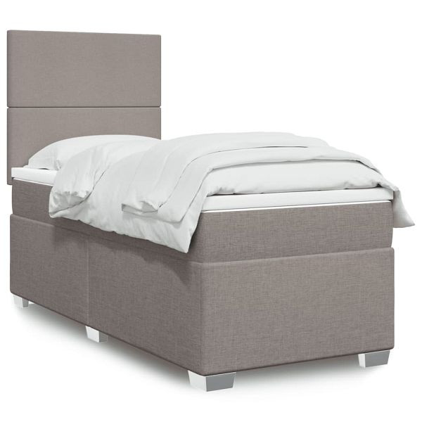 vidaXL Boxspringbett mit Matratze Taupe 90x200 cm Stoff, 3292668