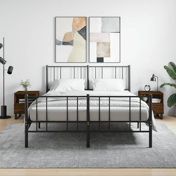 vidaXL Nachttische 2 Stück Braun Eichen-Optik 40x35x47,5cm Holzwerkstoff, 827499