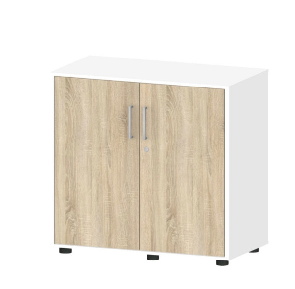 Deskin Flügeltürenschrank EVO, Korpus Dekor weiß, Türen Wildeiche, B 800 x H 758 x T 420 mm, 271037