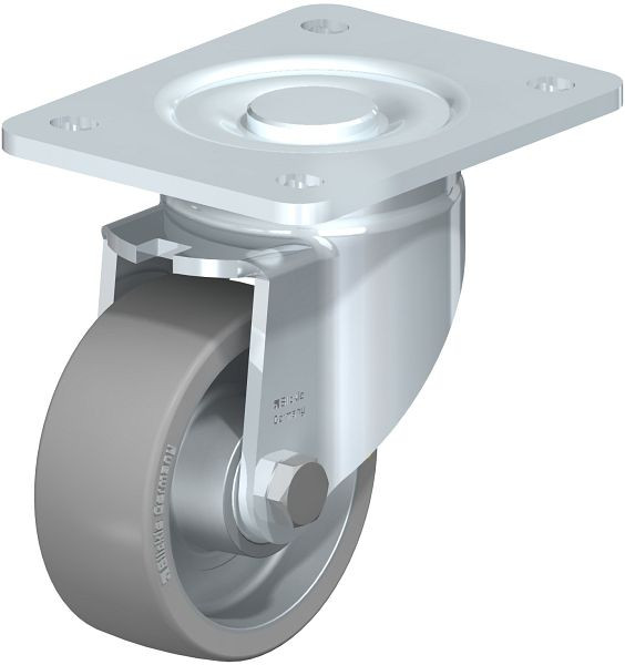 Blickle LH-ALTH 100K-3-AS Stahlblech-Lenkrolle, Schwerlast-Ausführung, mit Anschraubplatte, Blickle Extrathane®, Grau, 695346