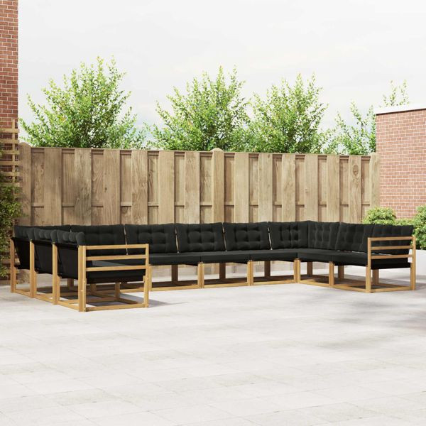 vidaXL Outdoor-Sofagarnitur mit Kissen 10-teilig Weiß und Schwarz, 3389106
