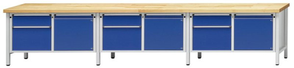 ANKE Werkbänke Kastenwerkbank, Modell 232 V, 4050 x 700 x 900 mm, RAL 7035/5010, BMP 50 mm, 303.779