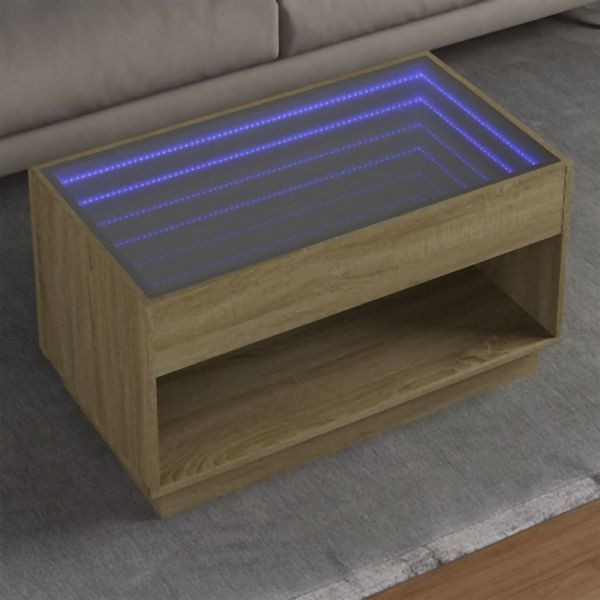 vidaXL Couchtisch mit Infinity-LED Sonoma-Eiche 90x50x50 cm, 847667