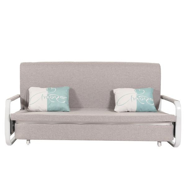 Mendler Schlafsofa HWC-M83, Schlafcouch Couch Sofa, Schlaffunktion Bettkasten Liegefläche, 190x185cm, Stoff/Textil hellgrau, 105534