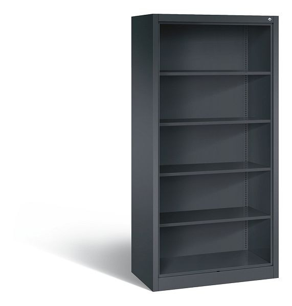 C+P Stahlregal mit Rückwand Acurado, H1950xB930xT500mm, Farbe: Schwarzgrau, 5 OH, 9180-000 S10009