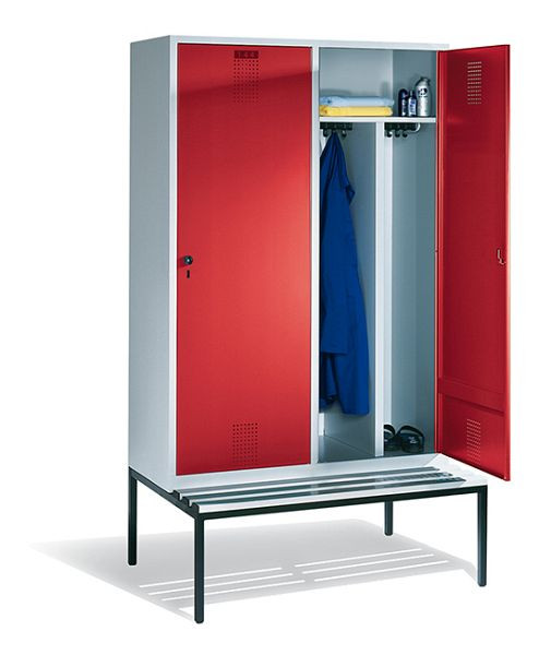 C+P Schwarz-Weiss-Spind Evolo, H2090xB1190xT500mm, Farbe: Lichtgrau / feuerrot, 48250-40 S10037