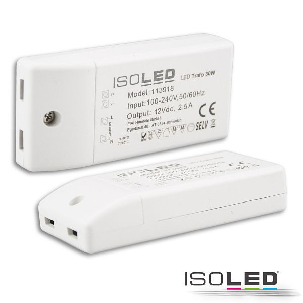 ISOLED LED Trafo 12V/DC, 0-30W, kompakt, SELV, 113918