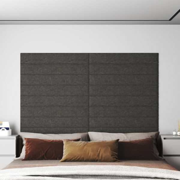 vidaXL Wandpaneele 12 Stück Dunkelgrau 90x15 cm Stoff 1,62 m², 343874