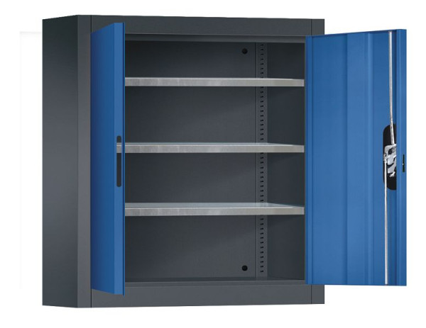 C+P Hängeschrank Serie 13, H830xB700xT300mm, Farbe: Schwarzgrau / Enzianblau, Muldengriff, 134013-22 S10178