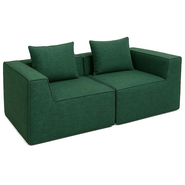 Mendler 2er-Sofa/Zubehör für Sofa HWC-O54, Couch 2-Sitzer Loungesofa, modular Stoff/Textil (300g/m²) 63x194x97cm, grün, 153414+153415
