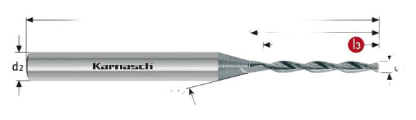Karnasch VHM-Hochleistungsbohrer Mini d= 1,10 /L3= 10,0 HA poliert, VE: 2 Stück, 2203600110100